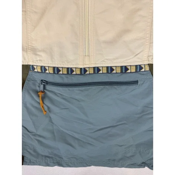 L.L. Bean Colorblock Hooded Jacket Women's Medium Regular Beige Blue Green 50531 - Picture 4 of 7